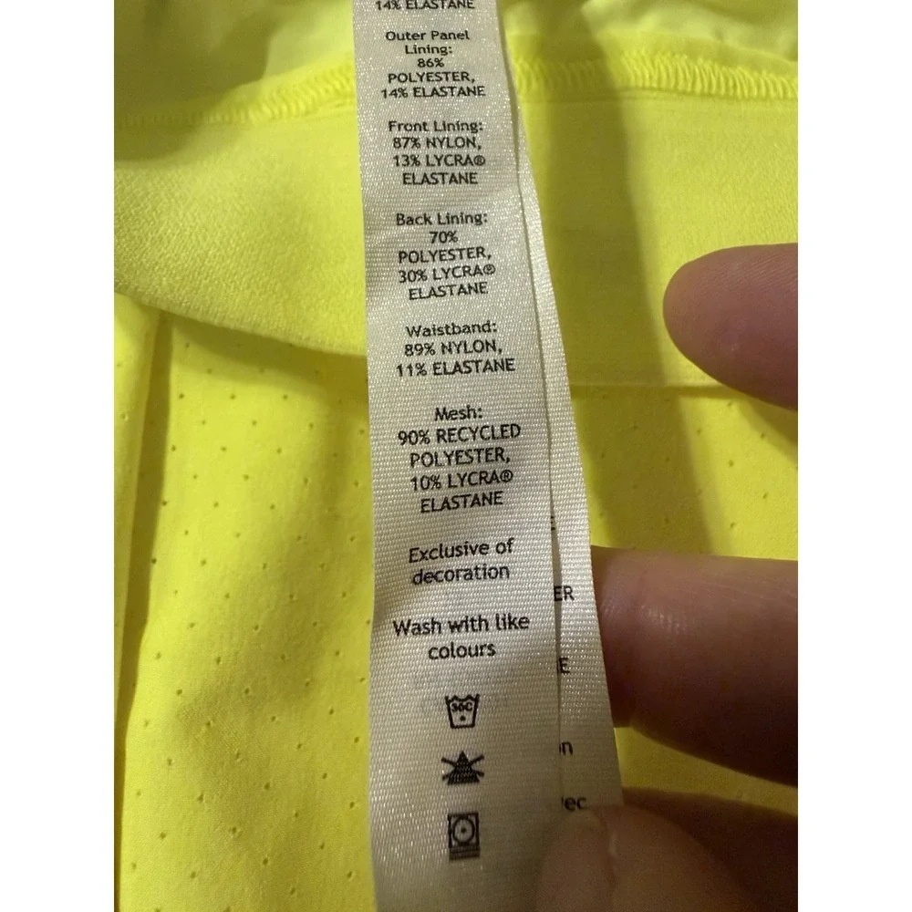 Lululemon Court Rival Perforated HIgh Rise Skirt Skort Highlight Yellow Womens 2